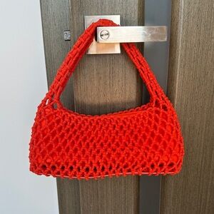 Neon Orange Woven Handbag